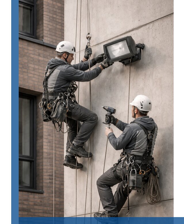 Профессиональный монтаж фасадных прожекторов в Сафонове под ключ