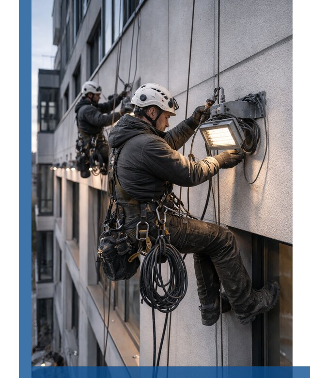 Монтаж фасадного освещения в Сафонове установка и подключение