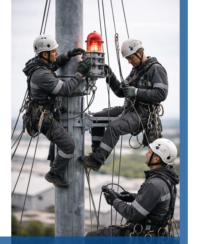 Монтаж заградительных огней в Сафонове от 8711 р. | ВЫСОТНИК-Сфн