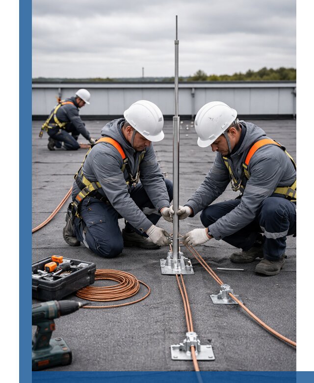 Монтаж молниезащиты на кровле в Сафонове под ключ с гарантией