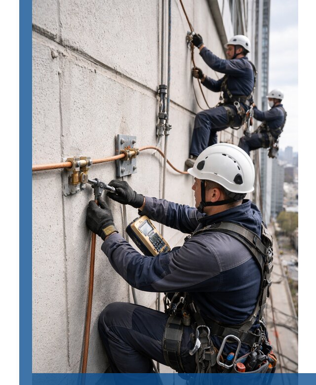 Монтаж системы заземления здания и молниезащиты в Сафонове