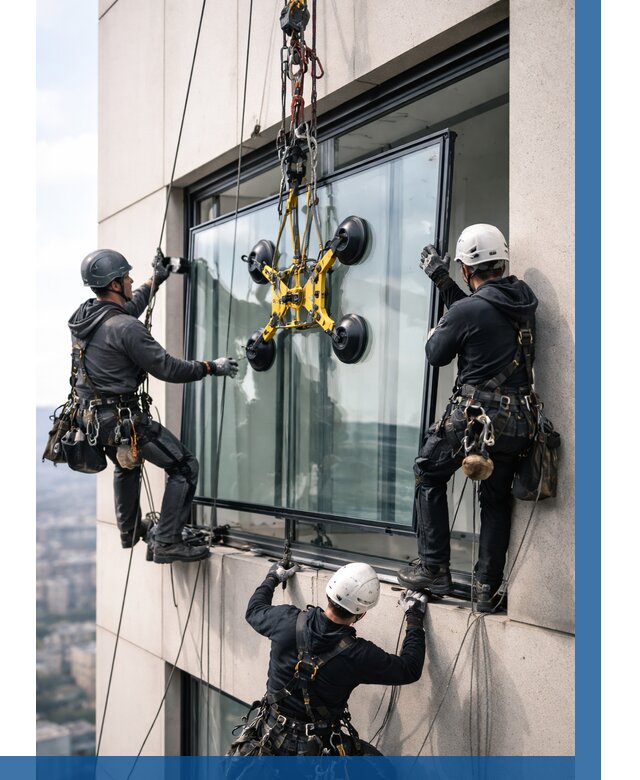 Монтаж стеклопакетов на высоте в Сафонове от 3279 р. | ВЫСОТНИК-Сфн