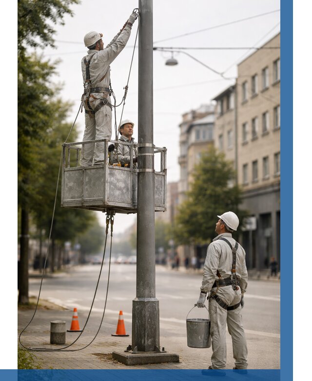 Покраска опор освещения в Сафонове от 5124 р. | ВЫСОТНИК-Сфн
