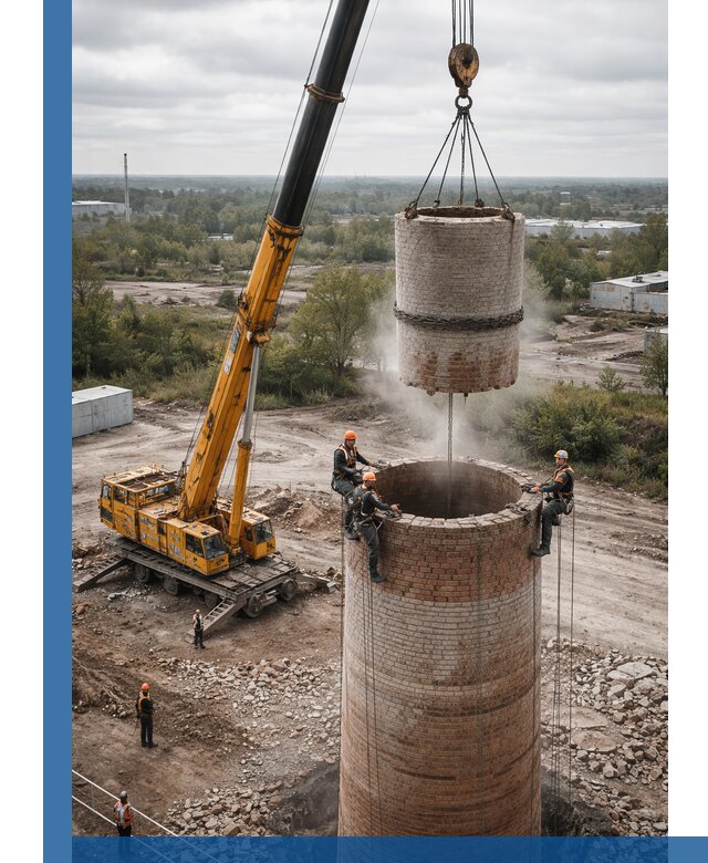 Демонтаж дымовой трубы в Сафонове с гарантиями безопасности