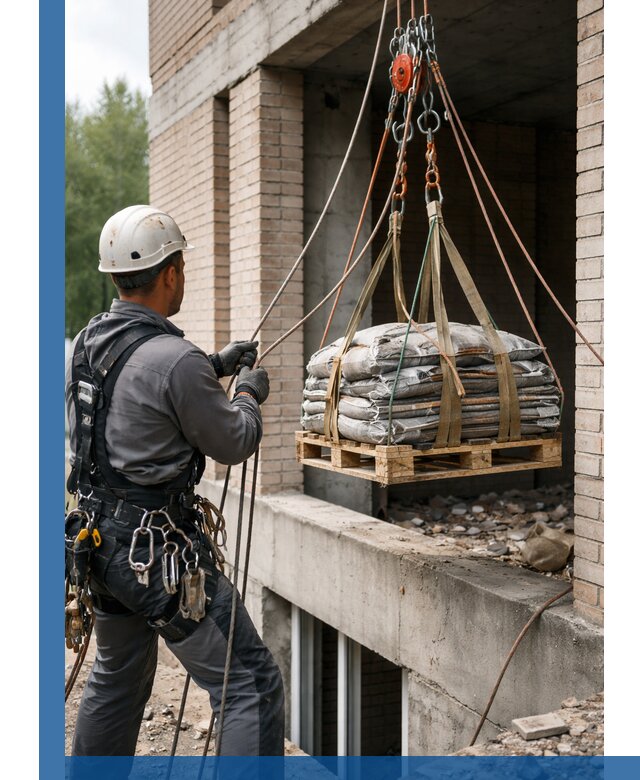 Подъем материалов на этаж веревками в Сафонове оперативно