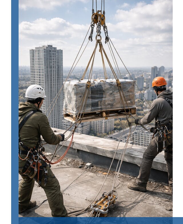 Подъем и монтаж крупногабаритных грузов на крышу в Сафонове