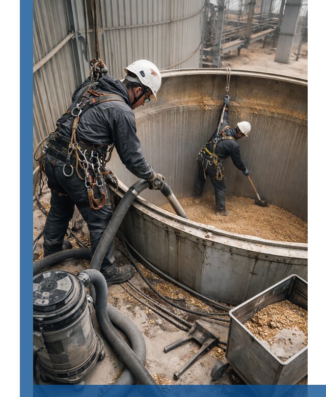 Профессиональная чистка зерновых бункеров в Сафонове с выездом