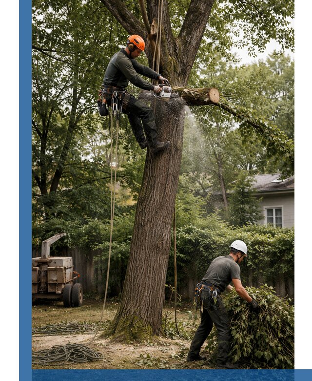 Кронирование деревьев в Сафонове, безопасная высотная обрезка