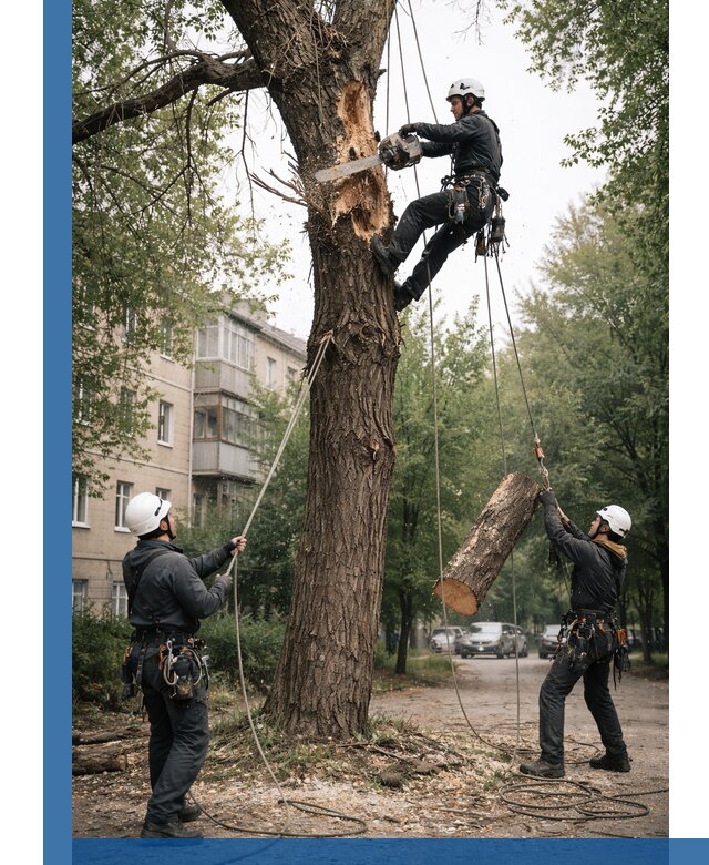 Срочное удаление аварийных деревьев в Сафонове с гарантией безопасности