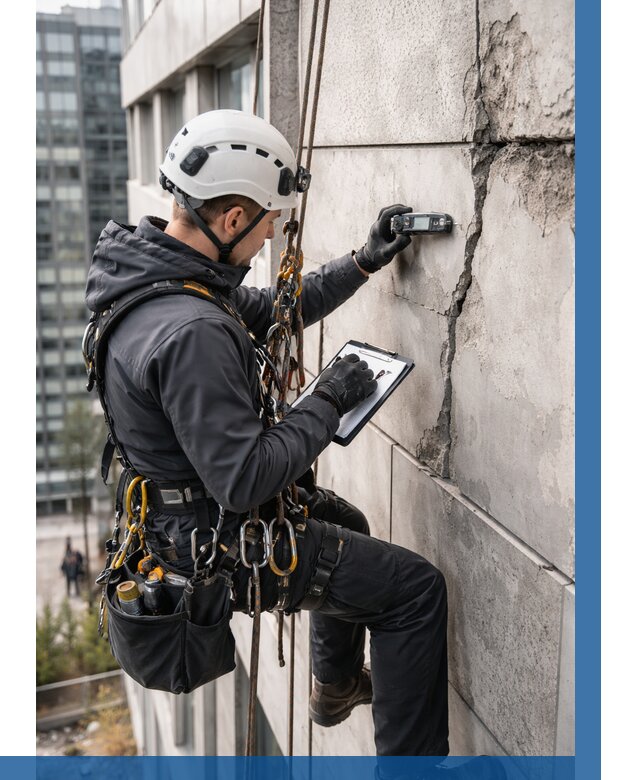 Обследование фасада альпинистами в Сафонове от 123 р. | ВЫСОТНИК-Сфн