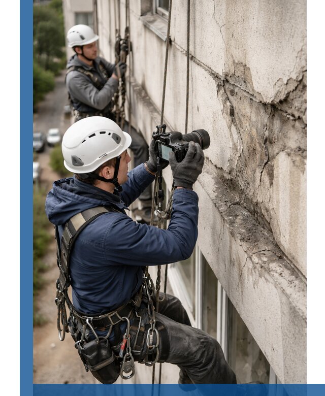 Фотофиксация дефектов фасада с высотной съемкой в Сафонове