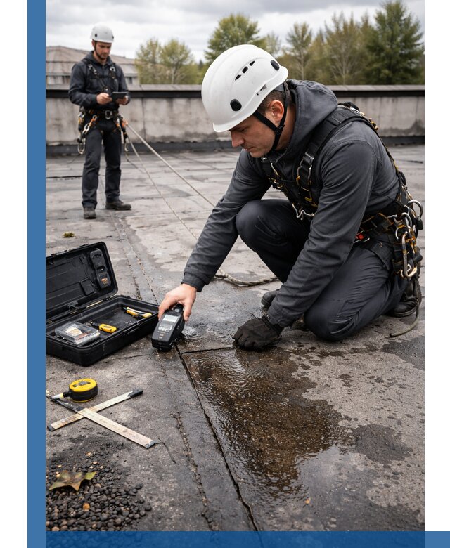 Обследование кровли на протечки и выявление дефектов в Сафонове