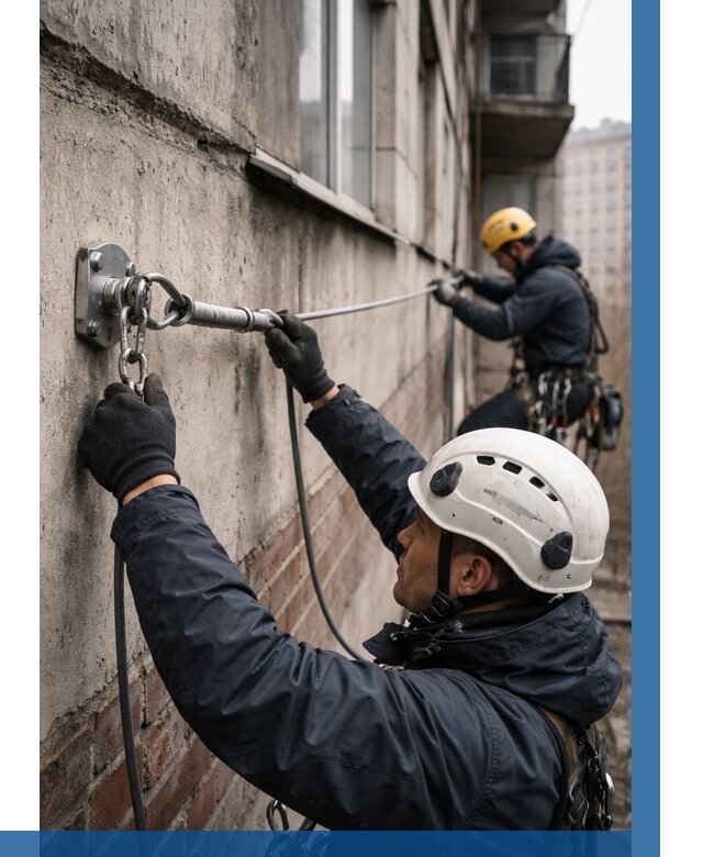 Монтаж анкерных линий в Сафонове от 3074 р. | ВЫСОТНИК-Сфн