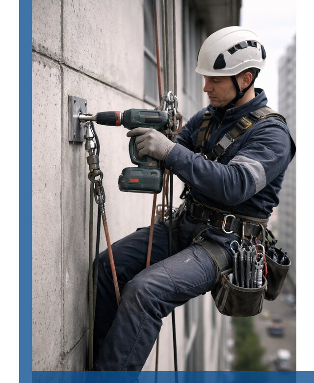 Установка анкерных точек для высотных работ в Сафонове